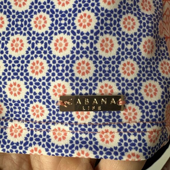 Cabana Life Long Sleeve Rash Guard Swim Top Pink Blue Geometric UPF 50+ Size M - Picture 6 of 8